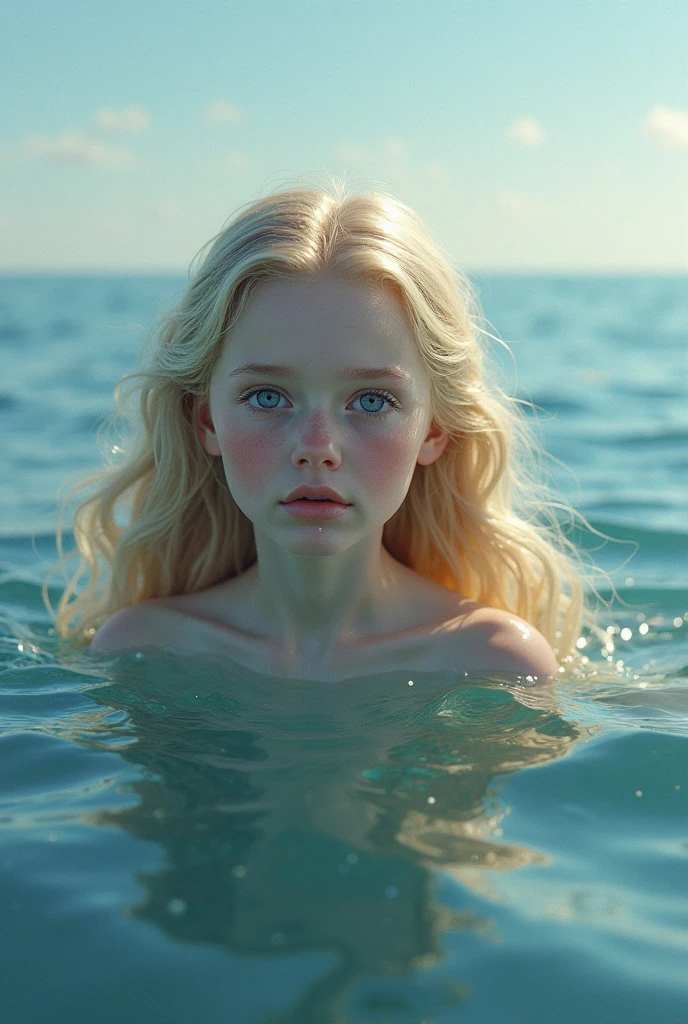 photo of a girl sad in the beach, , full body, sky full of clouds, lightning in the clouds of the explosion, sadness, petite, Russian face, perfect body,  small , 20 years old, beautiful face, majestic, beautiful, goddess, incredible, fear expression on her face, long hair, storm, Complex position, big sky, realistic, detailed, masterpiece, extra film grain, professional lighting, professional photography, neutral colors, muted colors, natural lights, photo realistic, good composition, 4k, high definition, art by stanley kubrick