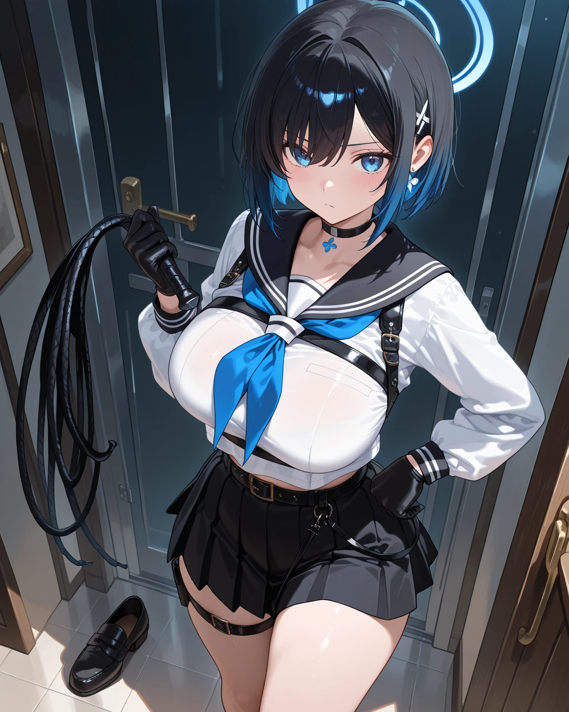 (((elementary student６Yearly birth))))、((((The front of the white shirt is open))))、(((White bra visible)))、Black-haired chairman、short-haired、Sweat in the chest、sodden、Very embarrassing、12year old、Beautiful and cute、Looking here、((((Underwear))))、((Sportsbra))、(((Hot and sweaty)))、((I can see my panties)))、((Sit at the desk with your crotch spread)))、(((The crotch is spread wide))))、((Open knees))))、((((Opening legs))))、(((Spread your chest wide for you)))、((Lift your hips slightly)))、((bare hand))、(((shoulders and collarbones are visible)))、((Hold your crotch with your fingers)))((((Small bulging breasts))))、(astonished face)、(((Open breasts wide to expose blue bra)))、((((Black garter belt))))、((((Lace underwear))))、Sitting, ((Spread legs)), ((Looking at Viewer)), Small breasts,(((underboob)),Wrists are restrained with ropes、Shibari、Arms up,Bondage Chain, Tied wrists, srestrained, Bound,Bandaged hand,BDSM,((POV)), Lynette,(((The vaginal opening is exposed)))、Vaginal opening valgus、looking down at viewer, (faceless male on face), (((POV)))、 pov from down、anguished expression、underboob、Ahe-face、(((Her hair was grabbed by a man)))、(((Inside the dark torture chamber)))、white clear skin，Cropped sailor suit, white sailor collar, Black clothes, Black miniskirt, Black Very Short Skirt, bare midriff, no sleeves，Black over-the-knee skirt、