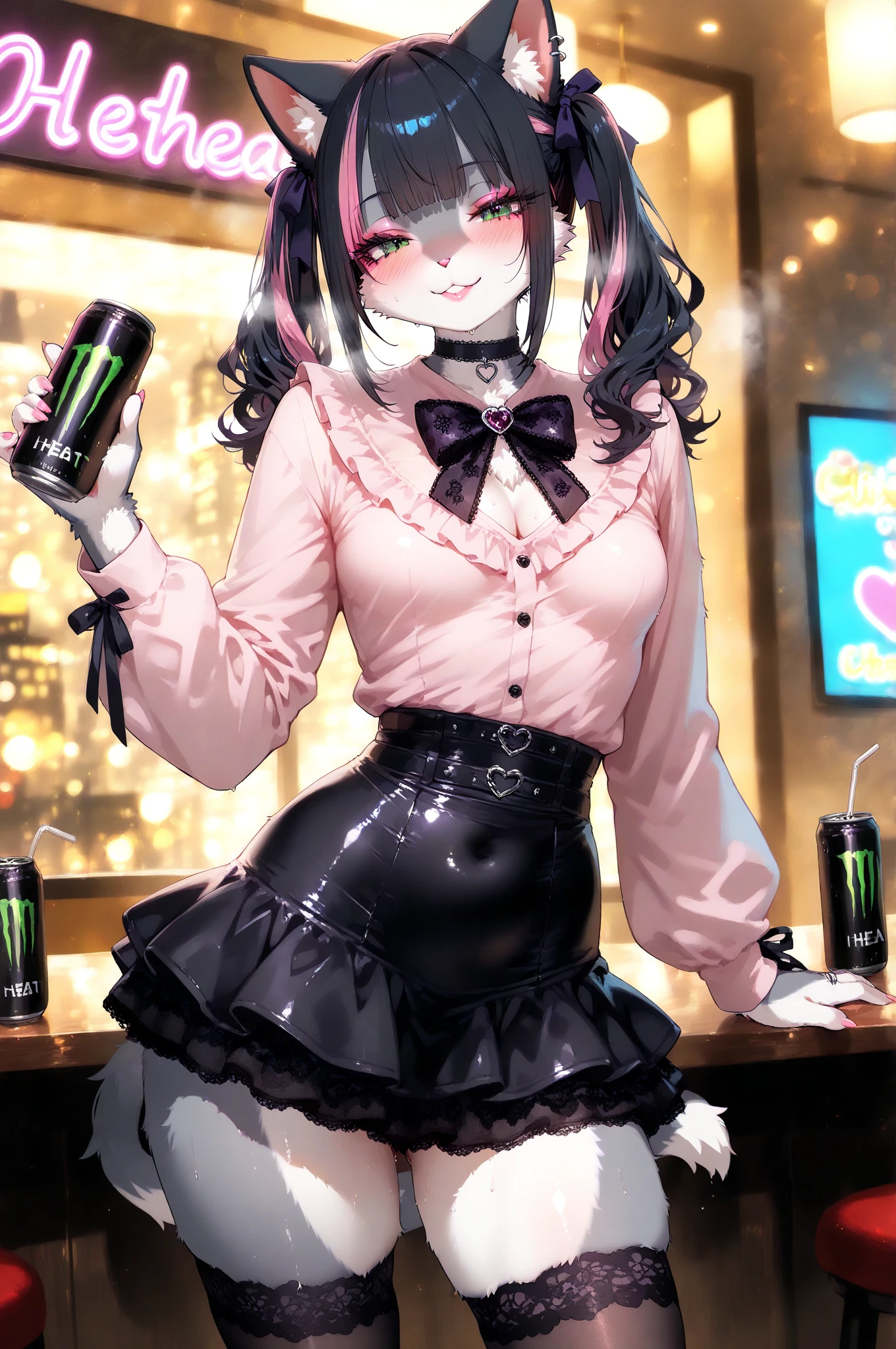 , masterpiece, best quality, miniskirt, black and thin underwear,open skirt, smile, smiley face, sitting, at the library, evening, solo, crop top, shadow, white shirt, long arms shirts, long shirt, black hair, black skirt, red necktie, Only , sitting and eating KFC, only 2 arms, Sitting with apart, HuTao From Genshin Impact,only 2 legs