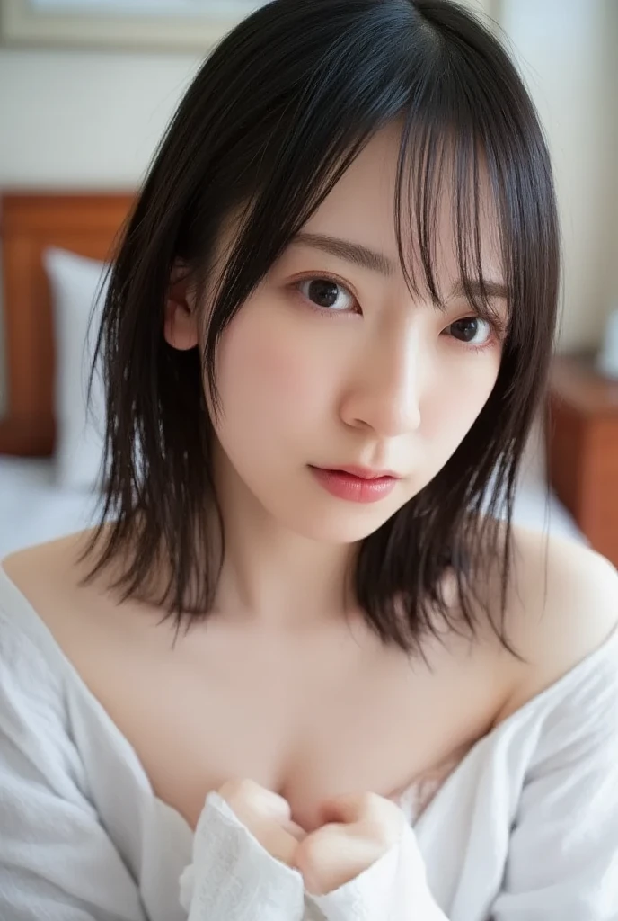 Night lighting、,((、Very sweaty body、Bed sheets are white、bedroom、Lying on your back on the bed、Use a pillow、Put your head on the pillow、Late night、indirect lighting、Lift your legs with both hands、Ample breasts、Sexy eyes、sexual climax、Small areola、looking at the camera:1.2))（Showing off your breasts、Dark Room、Spotlight lighting、Getting naked:1.4）.（Elegant hairstyle、Tied up hairstyle、Photo from the waist up:1.4）.One Girl,、(Lying on your back、Normal position、bedroom、sexual climax.Lying on your back on a white pillow、Touching the vagina、Gentle indirect lighting、Sex in a dimly lit bedroom、Natural G-cup breasts、Cute beauty, Delicate girl:1.3), (Big Breasts、Light Brown Hair、24-years-old:1.3),（Cute loose perm、（Fluffy hair、Loose perm、Braid only the front hair:1.4）Braid only the front hair、Fluffy hair、Medium Short Hair、Round and Ample breasts、Curved waist、Photo from the waist up:1.4）
Very beautiful eyes, (Full nudity:1.3), (Big BreastsのGカップ:0.5), Brown eyes, Parted bangs, Light brown hair,
, Ecstatic expression、(Expressions of Ecstasy、Ecstatic expression:1.0),
, (masterpiece, Highest quality, Very detailed, Detailed face, 8k)