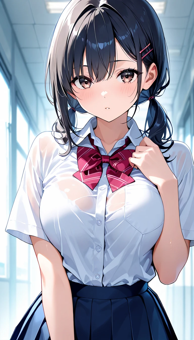 (((locker room))),(((Change clothes in the changing room:1.3))),(((clothes on hangers:1.3))),(((Sailor suit))),(((Pleated skirt that exposes skin))),(Dark red bow tie:1.3),Cute Face,Extreme close up of face,Silver short hair,Crying face,tears,Perfect round face,iris,Floating Hair,Big Breasts.Professional Lighting,Cinematic Light,(Tabletop,highest quality,Ultra-high resolution output images,) ,(8K quality,),(Picture Mode Ultra HD,)