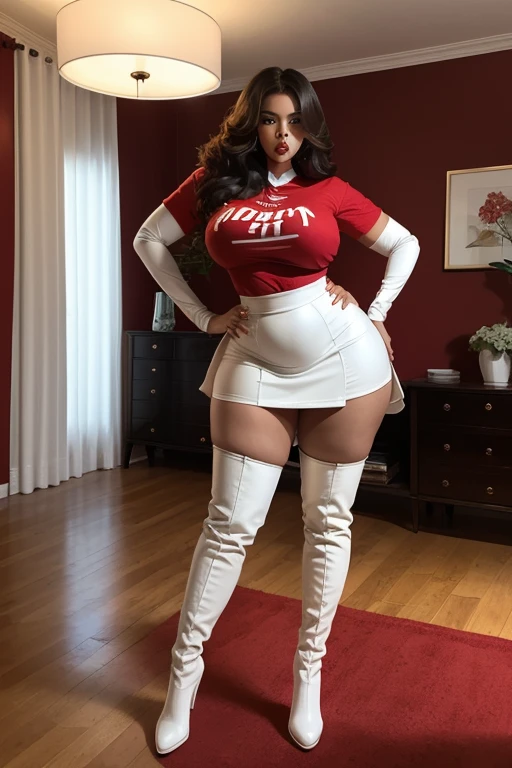 (Two heads), (masterpiece, best quality), best resolution, (2heads:1.5), 1girl,basketball,red_basketball_uniform, black_eyes, black_hair, clothes_writing_10, grey_background, holding_ball, jersey, lips, long_hair, realistic, solo,,,(big booty) (face here) Plus size bbw big ,grass, (wide booty)insanely inflated hips,Thick body ,fat body , curve shap body, widest hips , thick hips ,widest breast, thick breast