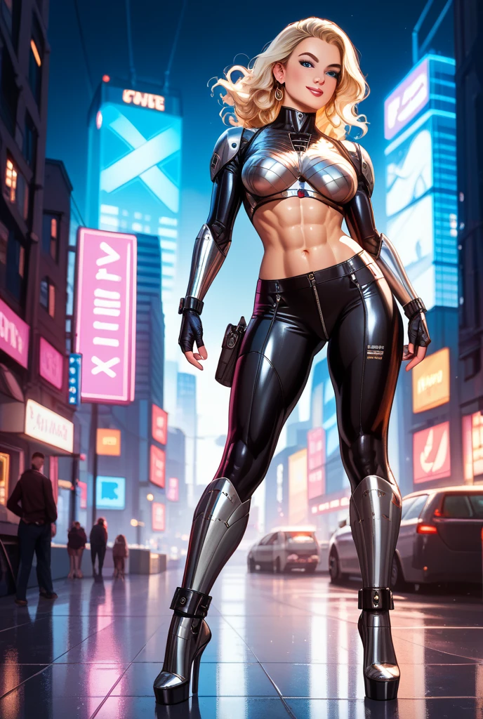 (best quality,4k,8k,highres,masterpiece:1.2),ultra-detailed,(realistic,photorealistic,photo-realistic:1.37),blonde athletic woman,black corset,fishnet pants,beautiful detailed eyes,beautiful detailed lips,athletic build,strong and confident presence,fit and toned figure,provocative and alluring,striking facial features,radiant smile,expressive eyes,intense gaze,sexy and elegant pose,standing in a vibrant garden surrounded by colorful flowers,fierce and powerful femininity,impeccable makeup and hairstyle,piercing blue eyes,flowing blonde hair,perfectly shaped lips,sleek and glossy black corset,accentuating her slender waist and hourglass figure,fishnet pants hugging her toned legs with edgy style,her pose radiating confidence and allure,sun-kissed skin glowing with health,vivid colors accentuating the vibrant garden scene,soft and natural lighting casting a beautiful glow on her,creating an ethereal atmosphere,artistic and enchanting portrait,painting-like quality with intricate details,combining realism and fantasy,evoking a sense of mystery and intrigue, (((huge muscles))).