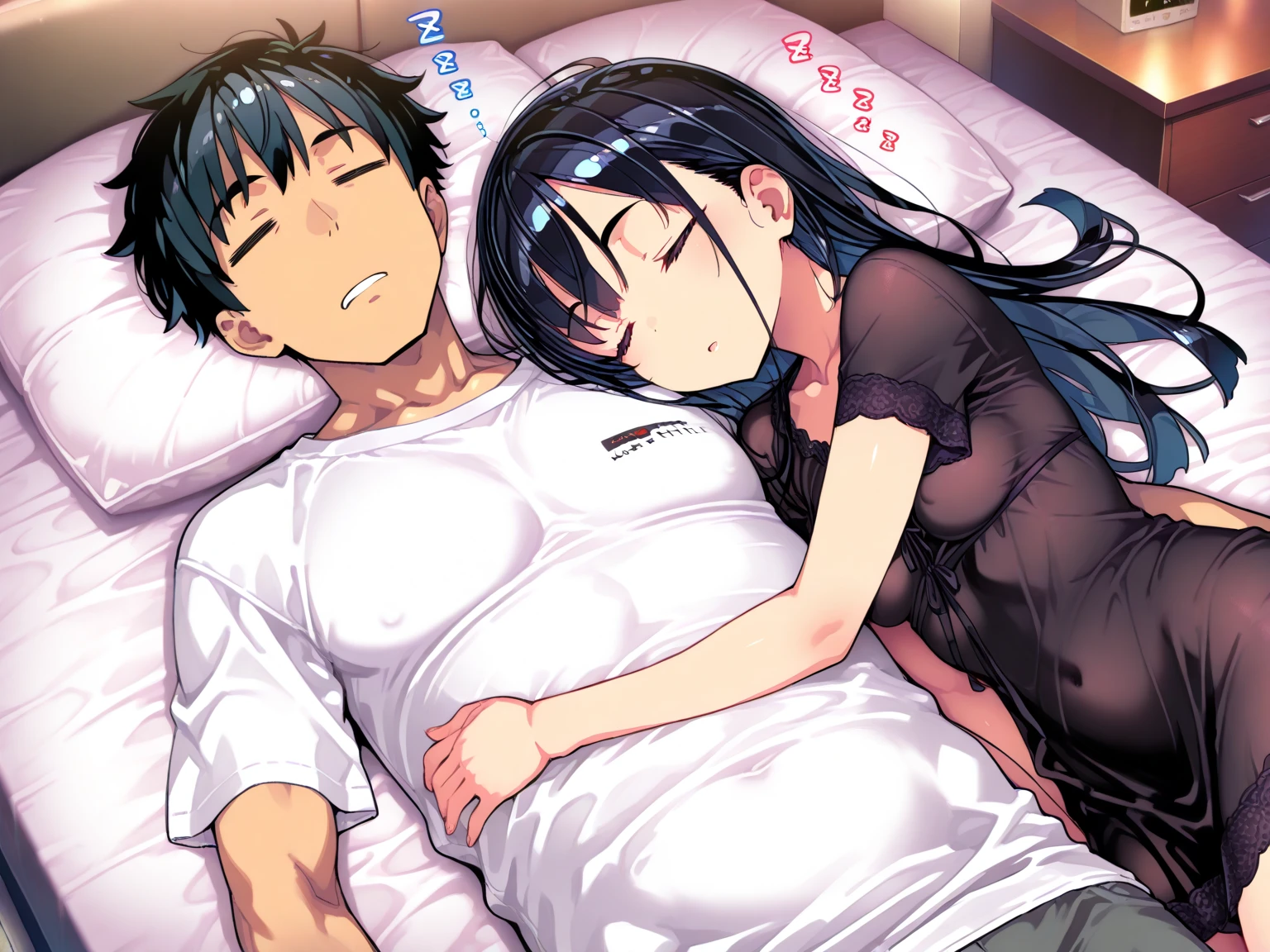 one girl, black hair, twin tail, high school student, school blazer, naive, slender, anime girl, girl focus, cute, long twin tail, necktie, ecstatic, spread legs, sex, missionary sex, aphrodisiac