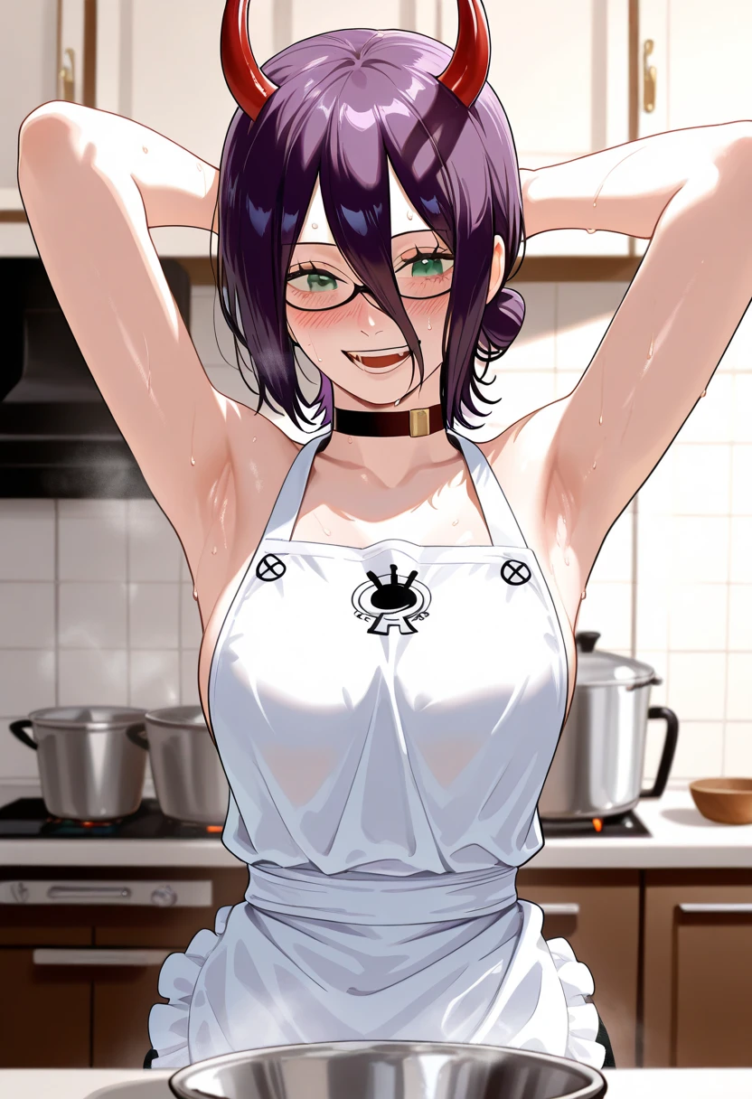 Cup under the crotch、Squirting、Pour urine into a cup、Ultra-detailed illustrations、Ultra-precise expression、masterpiece、Highest quality、ultra High resolution、High resolution、Hiromitsu Takeda Style、White background、Simple Background、Mash Kyrielight、light purple hair,short hair,hair over one eyes、Naked Pink Apron、heart apron、Vulgar expression、smile、Open your mouth、Choker of Hearts、White Breath、Sweat、Glowing Skin、shiny skin、Put the plate、