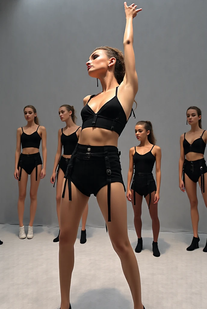 three small short teens in black lingerie lifting their tops to show their breast, sexy black lingerie, thick toned thighs, perky breast, small and short teens, slim thick, juicy thighs, ass side view, thick thighs, small waist, perfect tight ass