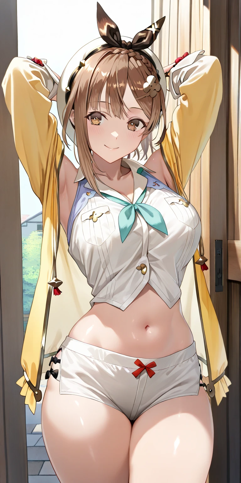 masterpiece,hentai アニメ キャラ, I'm straddling a man's crotch, Ryza having intense cowgirl sex, (((Ryza has intense vaginal sex with a man: 1.2))), favorite,Bounce and shake wildly,, 32K,Super detailed,Ultra-detailed,Big Breasts, Vibrant breasts, Short brown hair, shirt, Shorts, Black knee socks, Ryza outfit, loungewear, {{A biological weapon that preyed on the sleeping Ryza and transformed into her appearance, Big bouncing}}, 大きく揺れる, Overall view, Town, NSFW