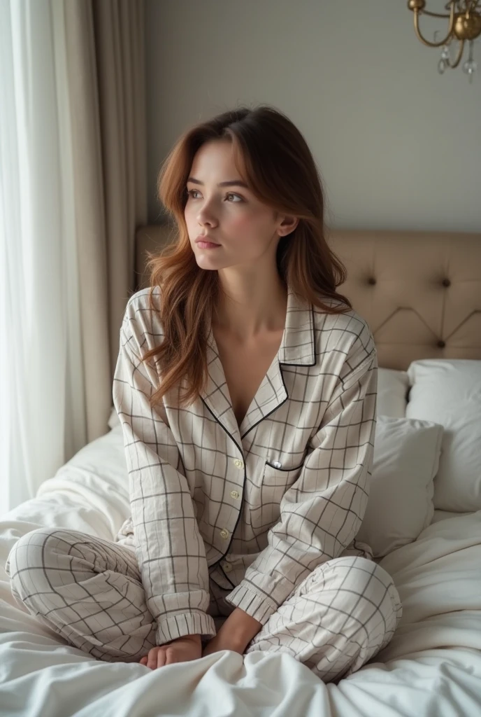 ((Best quality)), ((masterpiece)), (detailed), perfect face cute face blonde hair in the evening at home getting ready for bed in cute pajamas