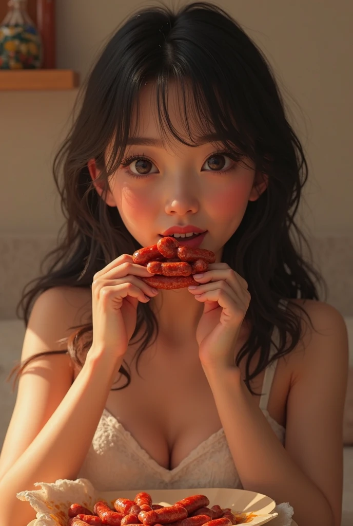 (masterpiece:1.2,high quality), One girl, ((Ultra-Realistic Details)), (Realistic beautiful Japanese girl face)、((((front))))、((((16歳))))⦅Upper body close-up⦆、(((Completely naked)))、((((short hair))))、(((small, Flat Chest:1.4)))、Global Illumination, Shadow, Absurd, Octane Rendering, 8K, Ultra Sharp, Metal, Complex, Decorations detailed, highly Complex details, ((A clean and pretty face)), Equipment, Bobcut,((((((She is eating dark brown poop, her mouth is stained with poop, and she has poop on her face, hair and breasts))))))、((((((Her mouth is dirty with shit))))))、((((((She is eating dark brown poop, her mouth is stained with poop, her face, hair and breasts are stained with feces))))))、((((((Dirty brown poop staining her hair and beautiful skin, filthy))))))、((((((She has a lot of shit in her mouth))))))、((((Nipples are pink and natural color))))、((((((((She has some hard brown poop poured over her head))))))))