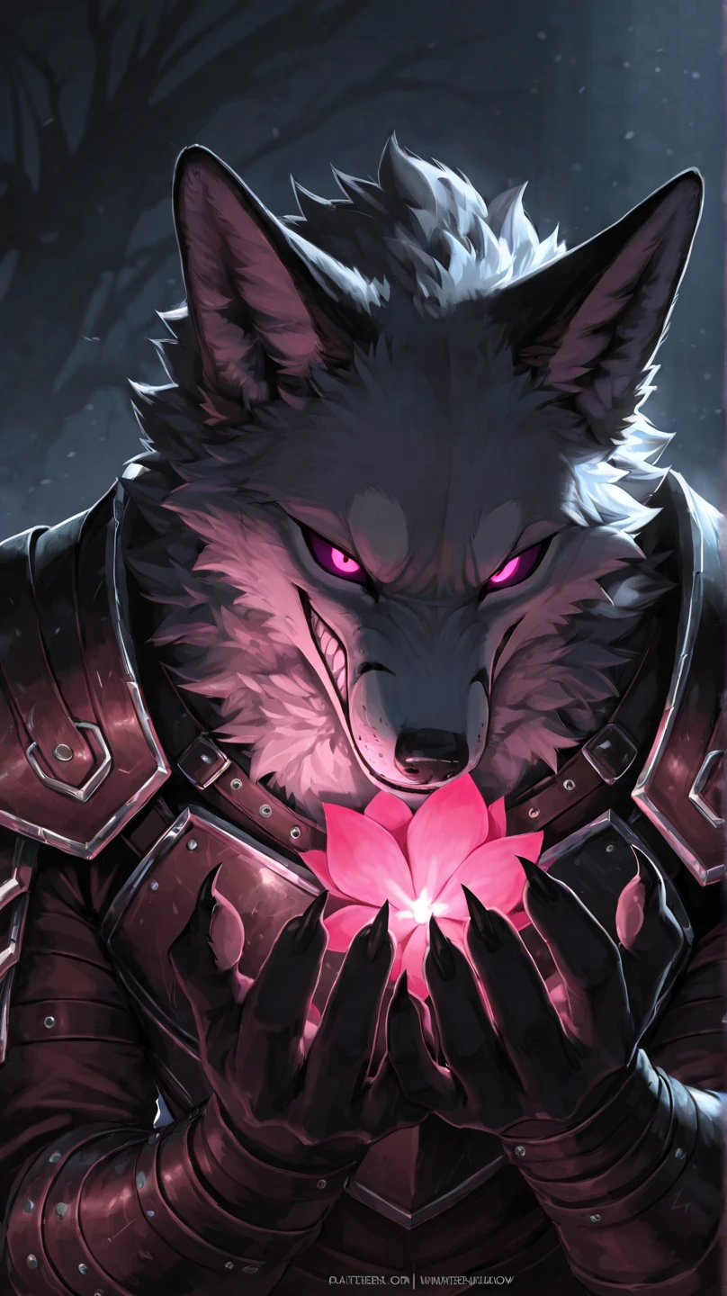 Preposterous,superdetailed,Create an image using the Hypermultipatch effect,A old wolf king,Scars adorn the flesh like MEDALS,Glowing eyes,battle-hardened ,Expressed in the Damascus Titanium Quartz mythological sculpture style,Beautiful rose quartz color scheme,Conveys a sense of serenity and natural beauty,to convey depth,Emotional and stunning visual impact。
