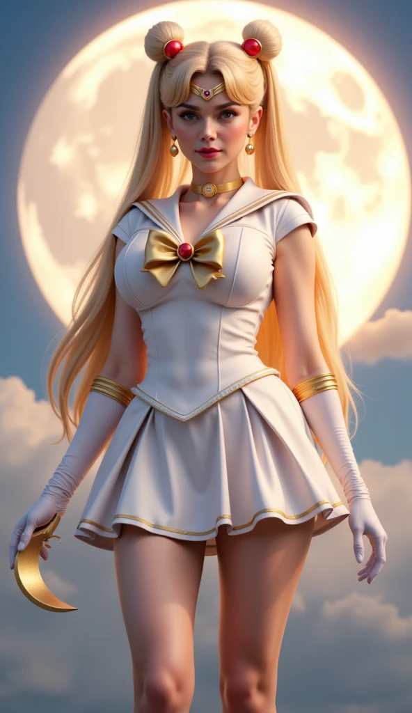 masterpiece, best quality, (1girl), supersailormoon, detailed face, smile, nigh sky, moonlight, moon, sakura trees, white gloves, detailed eyes, detailed face, fullbody, galazy background, giga_busty, gigantic breasts