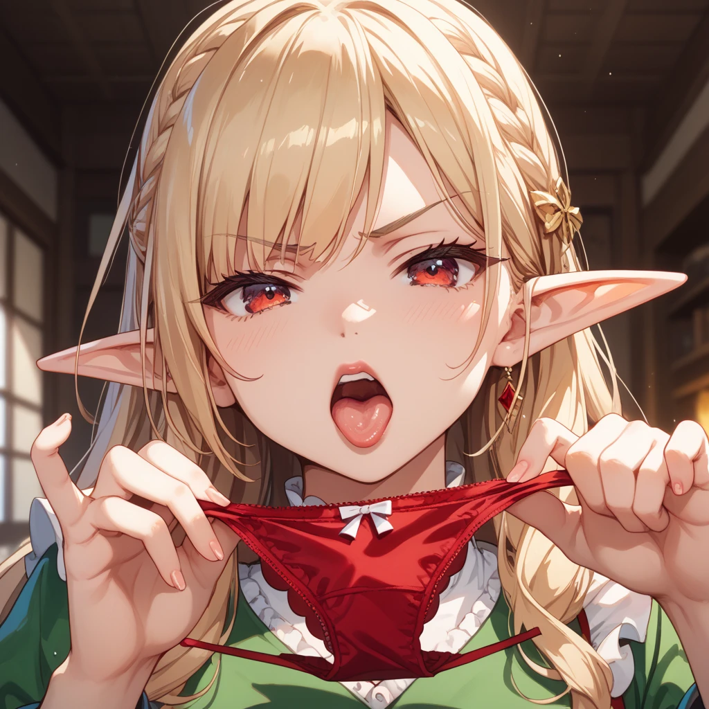 (underwearshowcase) princess zelda holding her panties  (blush face) (smiling) (sweaty)  <lora:UNDERWEARSHOWCASE:1>