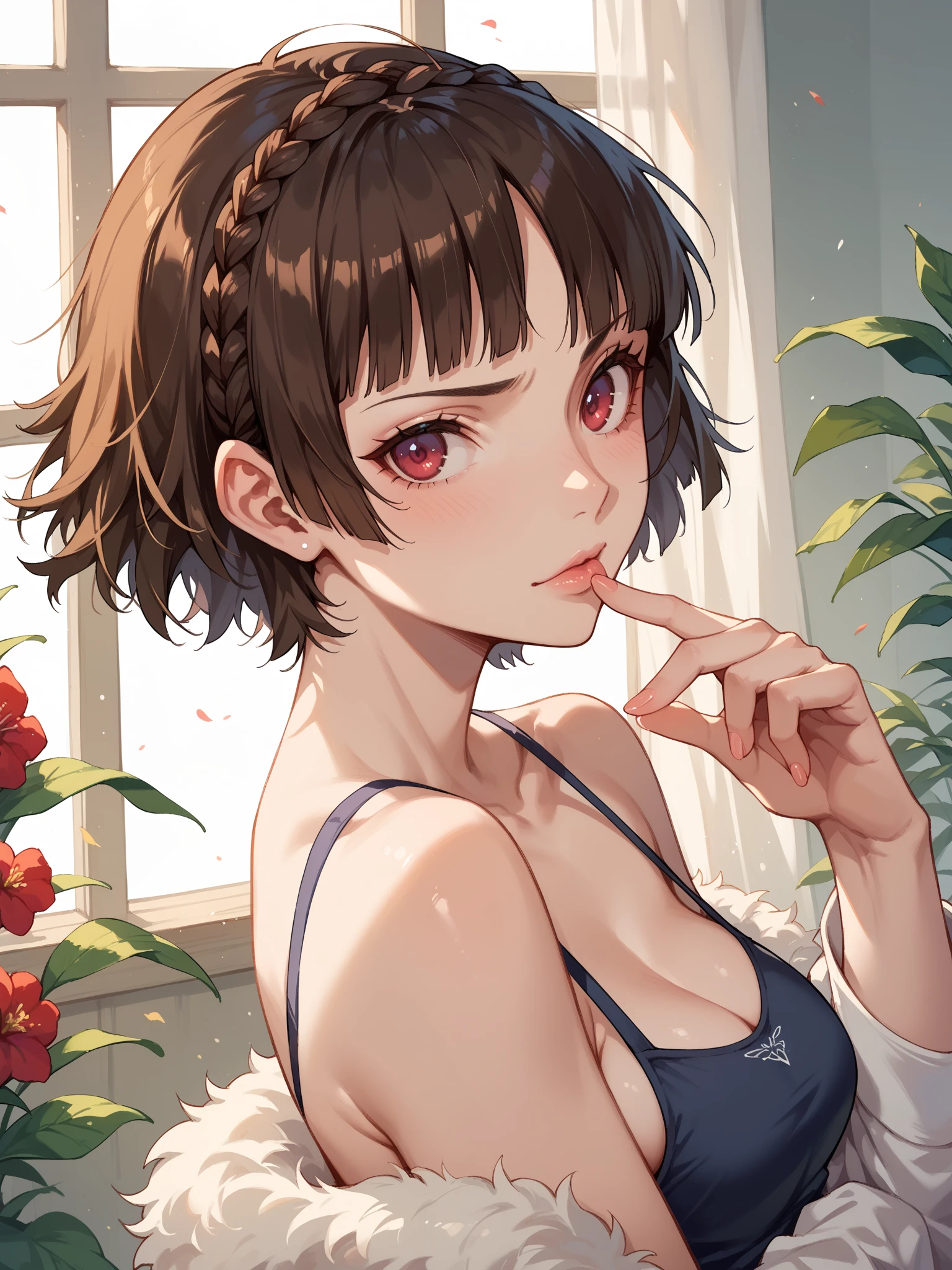 Attractive breasts、Beautiful and attractive anime woman, Enchanting anime girl, Top rated on pixiv、Short Bob、Healthy Body、Are you okay、Laughter、See-through underwear、Earrings、Tattoo all over the back、Quiet、Inconspicuous