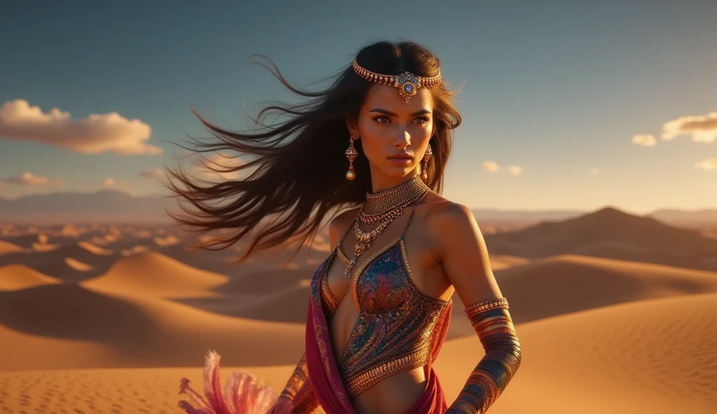 ((psychedelic)),(princess) with ((silk dress:1.3)) at sunset. in an Egyptian pose, to the exotic in the styles of Mia Khalifa. Visionary Vibrant Weirdpunk Luminous Ceremonial Fluid, sharp focus, studio shot, intricate details, highly detailed, magic mushrooms


