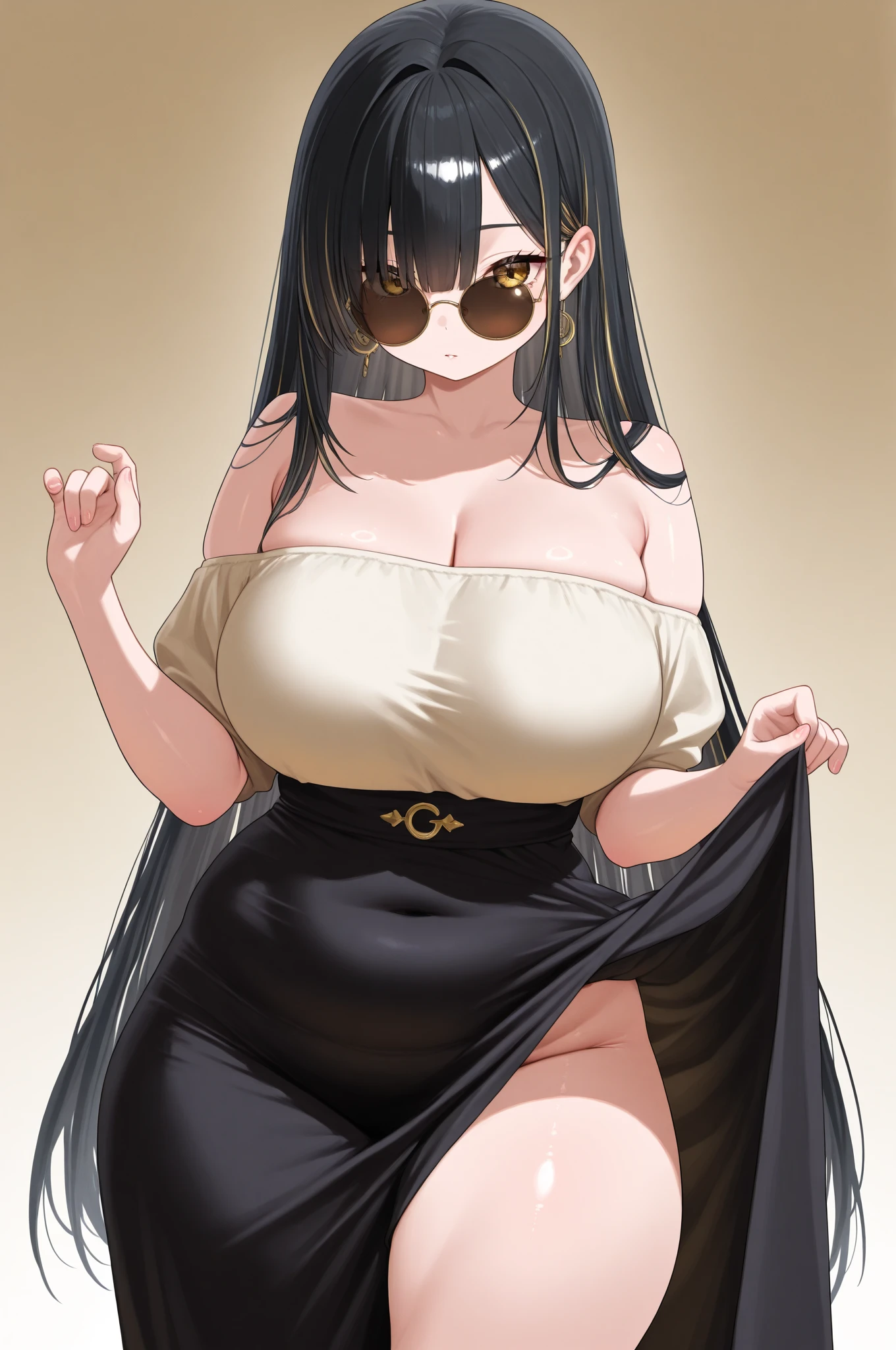 ((masterpiece)),(Highest quality),Official Art,Very detailedなCG,unity 8k wallpaper,Very detailed,Lighthouse on top of a cliff by the sea,One Girl,alone,Up to the knees,(Portraiture:1.2),Cleavage,Long Hair,leather shorts,Brown Hair,jewelry,Bare shoulders,Hoop Earrings,Lace Top Stockings,Crossing your legs,Sexy pose,belly button,Red eyes,Brown eyes,Black Midriff,Large Breasts,Black Hair,Knee-high boots