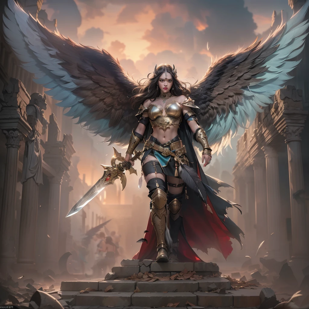[Uniform scene overlay] No painel denso de uma arena divina, Two armies confront each other, pronto para uma batalha final que determinaria o destino do universo. No centro do palco, There is a majestic figure - the Valkyrie, with striking and unparalleled eyes. [emphasis on motion] Ela se prepara para o combate, com as asas abertas, flutuando no ar, enquanto brandia sua espada divina. [coloring dramatization] The environment around her is so intense that it seems to have come out of a dream, com cores saturadas, the sky slightly reddened and the winds whistling. [adicionando tema do anime] It wouldn't be the final battle until it involved fate itself? Maybe that's why the valkyrie is ready to fight! image prompt of the valkyries RECORD of RAGNAROK! Shuumatsu no Valkyrie --auto