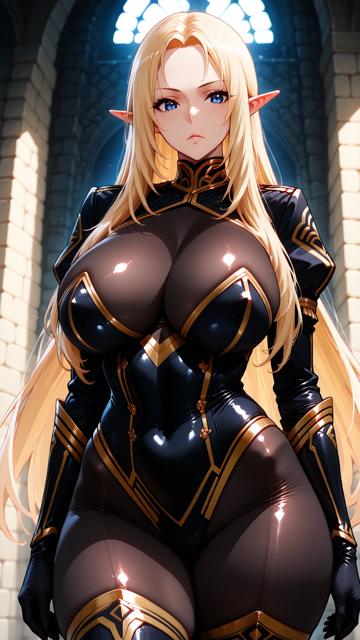 (masterpiece:1.2), (best quality:1.2), perfect eyes, perfect face, perfect lighting, 1girl, mature female ,paladin, blonde,muscular,abs,sweat,steam,horse ears, fantasy, detailed background, thickness curves voluptuous, (wide hips:1.3), (big buttocks:1.3), (thick thighs:1.3), (small waist:1.3), (gigantic breasts:1.3)
