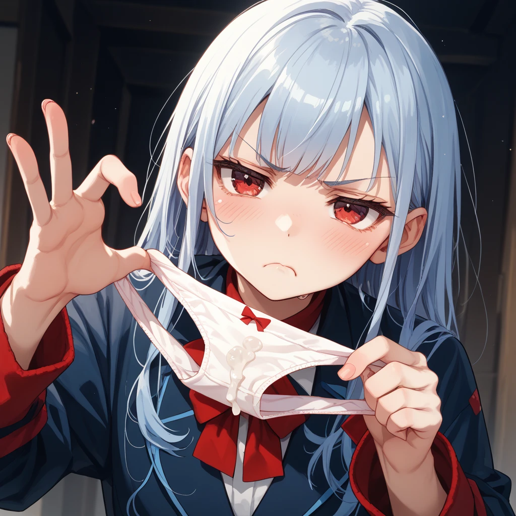BREAK Perfect Anatomy、Highest quality、(cute:1.1)、(cute)、(High resolution:1.2)、Unbelievably absurd:1.3、Incredible illustrations、(cuteイラスト:1.2)、nsfw,(Beautiful background、Late Night、Bedroom、Red Curtain)、1girl(Green hair, red eyes、curl outward hair(child,(a girl, , height 1.3meters, 30kg),0-year-old,flat chest)(school uniform,White Silk Sexy Lingerie、garter belt)(、)( Sex preparation:1.2,panties aside)sex toy(dildo),pussy juice:1.2,Preparing ,(shackles,restrained、chain、gagged)(upskirt,cinematic angle) Against the wall、Hands above head,legs apart,rape