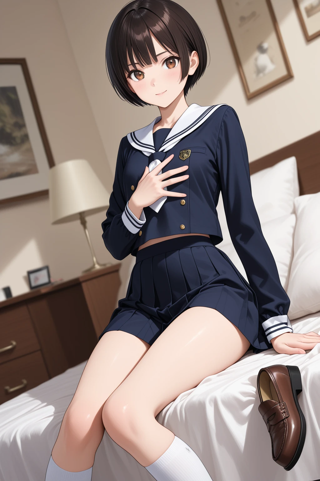 (unity 8k wallpape),(best quality),(high resolution),(ultra-detailed),(perfect anatomy),(beautiful detailed eyes),japanese mature,Beauty,slender,50yo,house wife,black hair,middlehair,policewoman,Navy blue uniform,mini skirt,White panties,cameltoe,(panty shot),Sitting in a chair,(Legs slightly apart),Woman looking down at me,Glaring at me,Looks uncomfortable,BREAK,Office at night,Alone,Looking up from a low angle,(Women&#39;s panties in front of me),(Open your legs in front of my face),