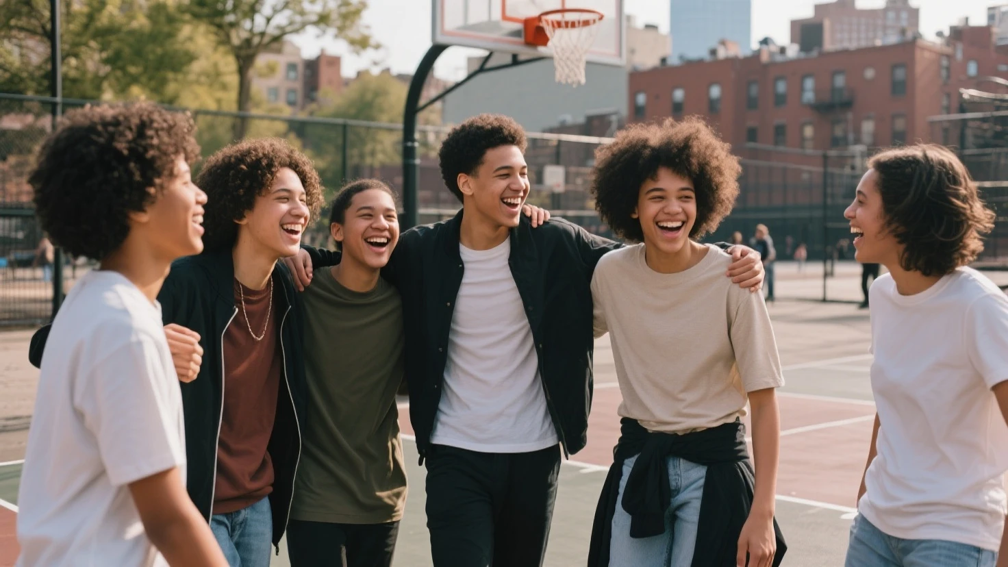 Young man hanging out with friends