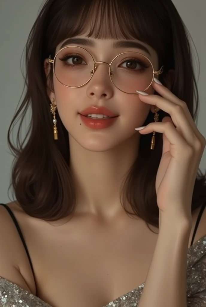 8k, Top image quality、Raw photography、超A high resolution、18-year-old Korean、Glasses beauty、Colossal tits:1.3、cleavage of the breast:1.5 、(transparent)、open shirt show  , ((naked)), naked, (detailed  ), (detailed ), fair white skin、shiny white skin、(wavy blonde hair)、bright silver hair、bright white hair、Beautiful eyes with random colors、very thin lips、beautiful eyes finely detailed、elongated eyes、pale pink blush、long eyeslashes、Beautiful double eyelids、eyeshadows、耳Nipple Ring、Company Office、Fashionable glasses、Lighting that emphasizes beautiful skin、Lustrous skin