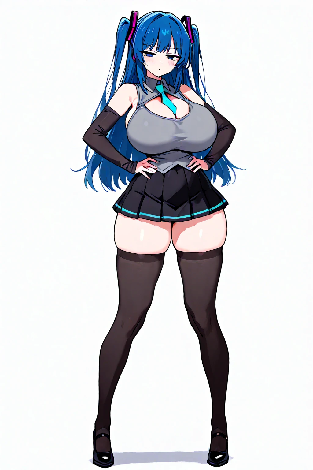(best quality,Unparalleled masterpiece:1.4),Ultra-detailed CG 4K,Long blue hair,Witch Hat,Loose bikini,High heel,huge big breasts,rendering,huge big breasts,standing