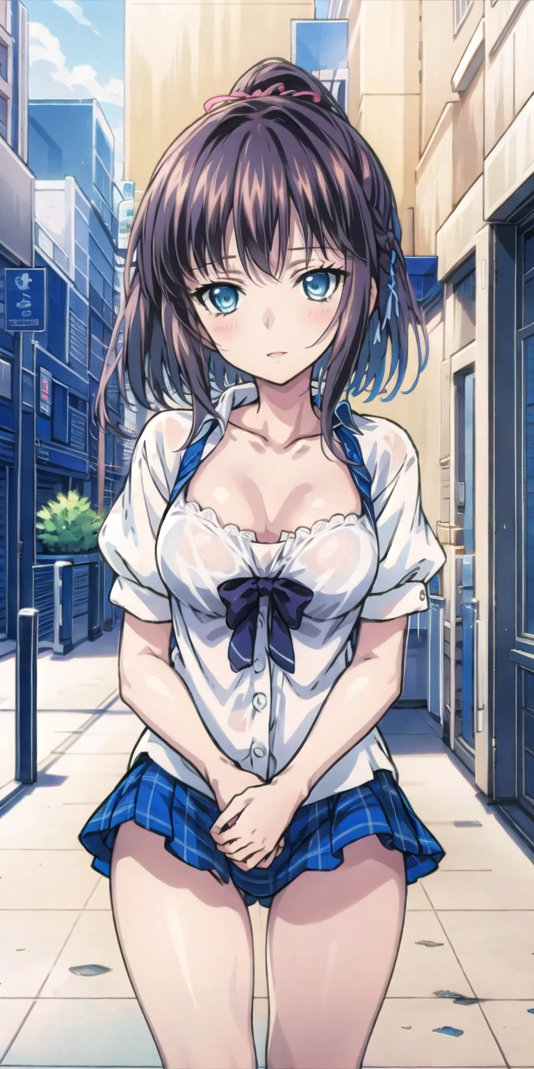 Over the fence、フェンスにPress your、super big breasts、NSFW、”(Press your)”Soft breasts crushed by the fence、close to the fenceしてくっついているおっぱい、(close to the fence)