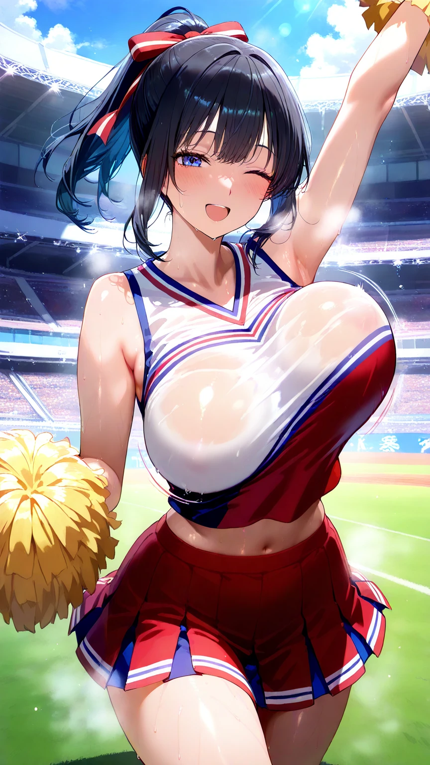 Score_9, score_8_up, score_7_up, score_6_up, score_5_up, score_4_up, source_anime, 2girls, cute mature female, sagging gigantic huge breasts, wide hips, thick thighs, huge areolae, areola slip, black areolae, black nipples, sideview, detailed eyes, brown eyes, looking at viewer, pov, cheerleading uniform, sleeveless, ahegao, orgasm, collarbone, head tilt, (((showing hairy stomach hair))), showing hairy pubic hair, hairy stomach, micro skirt, showing armpit, hairy armpit hair, bukkake, cum shot on armpit, sperm, sex with big penis boy, Japanese, hentai, crowded stadium, having sex, sex from behind, side view, pov, spreading legs, hand behind the head, fecundation mark, raping atmosphere, feeding breast milk, many penis, group sex