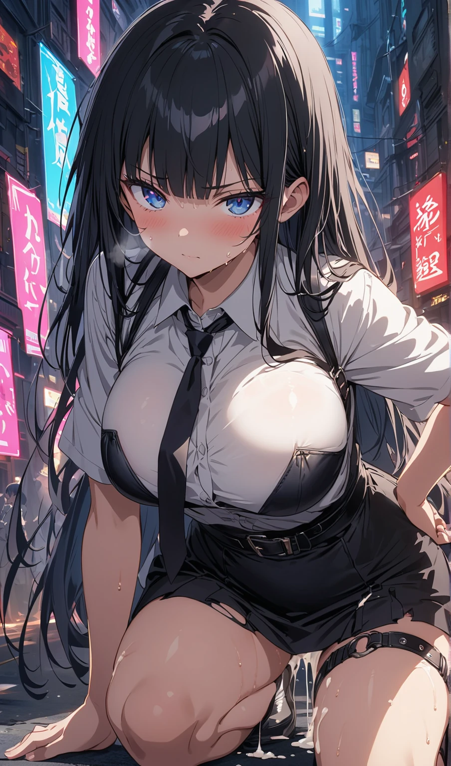 Night Park、high school girl、((Wearing a black mask on the face:1.2))、、Calm eyes、Large Breasts、See-through shirt、シャツからSee-throughて見える、See-through、See-through、thin、Random Color、Black bob hair、hairpin、A skirt flipped up by the wind、I quickly grabbed the back of my skirt.、Thin panties、Random Color、Bystanders near the girl、Please change the angle randomly.、、Dildo near the crotch、