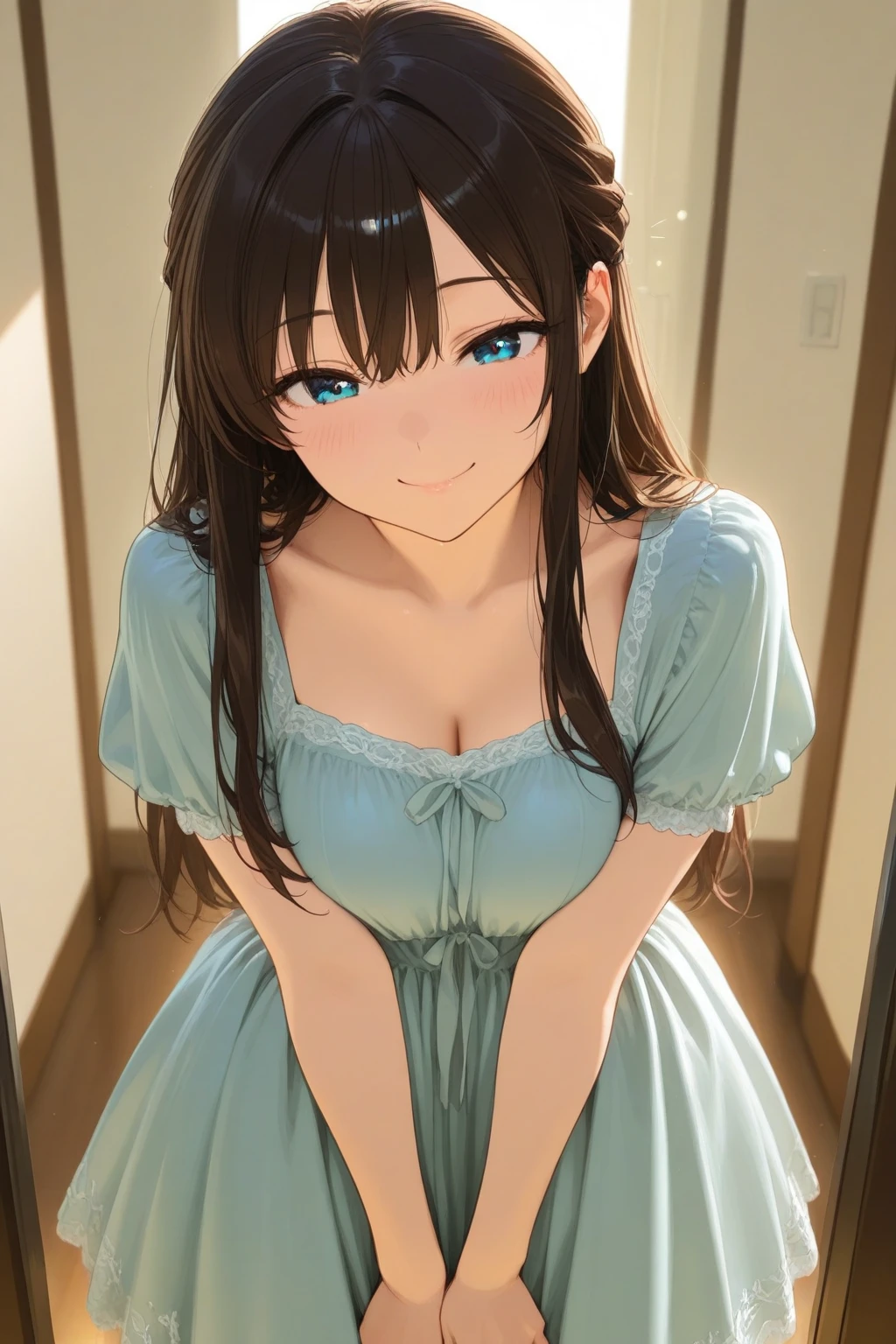 Beautiful, blush on, smile