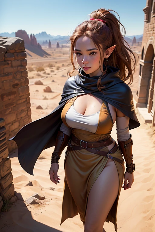 (((Emma Watson))) ((long hair:2.0, big breast:1.6)), ((Cassandra The Scorpion king dress)), (forced collective sex, sex slave), (Red slit), split cloth, ((tied realistic hands and feet)). desert palace in background
