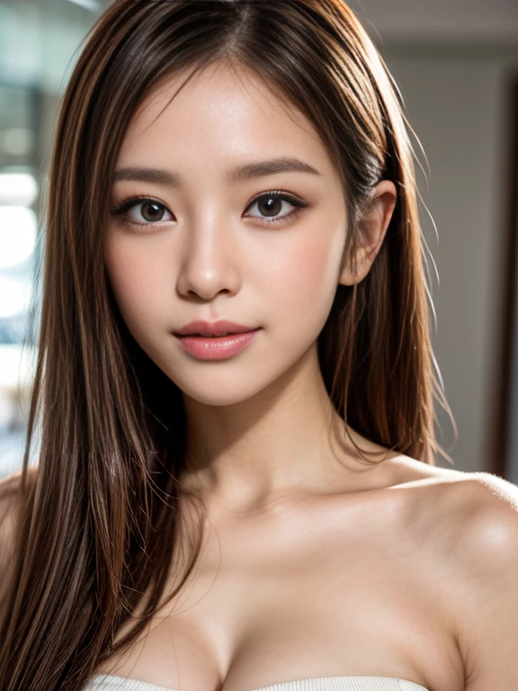simplebackground（Bikini 1.4），nice hand，8K，A high resolution，tmasterpiece，best qualtiy，Head：1.3，（（hasselblad photograph）），finelydetailedskin，Clear focus，（cinmatic lighting），Gentle lighting，dynamic angle，[:(Detailed face：1.2）：0.2]，Abdominal gaze，huge tit，G cup breasts，（Naked of breast：1.3）， 1girll， jewely， 耳Nipple Ring， Orange_sky， 独奏， birthmark， Long_Hair， dark mole_under below_eye， The upper part of the body_Body， Grey_Eyes， Looking_at_peeping at the viewer， brunette color hair， Fashionab （tilt of the head： 1.4）