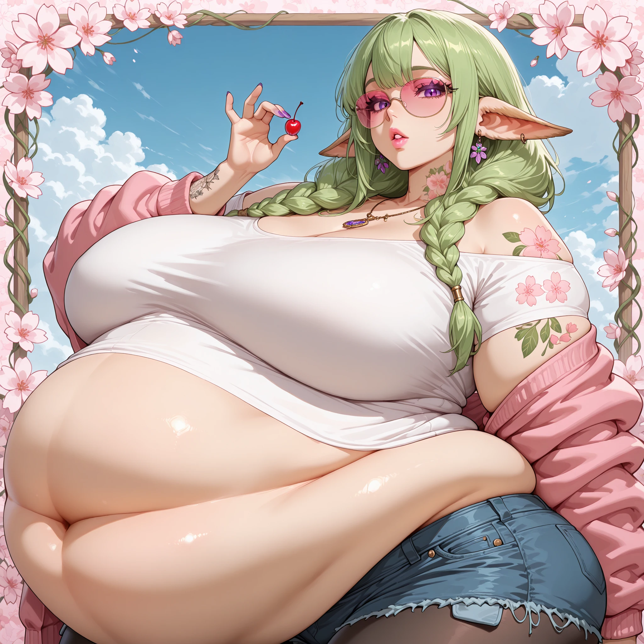 one person、mature、mature女性、30 years old、(((Saggy breasts)))、((((Big Breasts))))、((Big Breasts))、(Black nipples)、(((Huge areola)))、(((Pee)))、(((whole)))、whole body、Green Hair