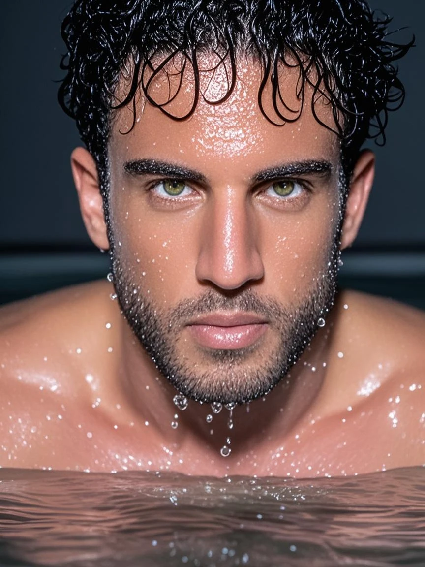 Internet celebrity coser Hakken's face and abdominal muscles take a bath and wash his hair