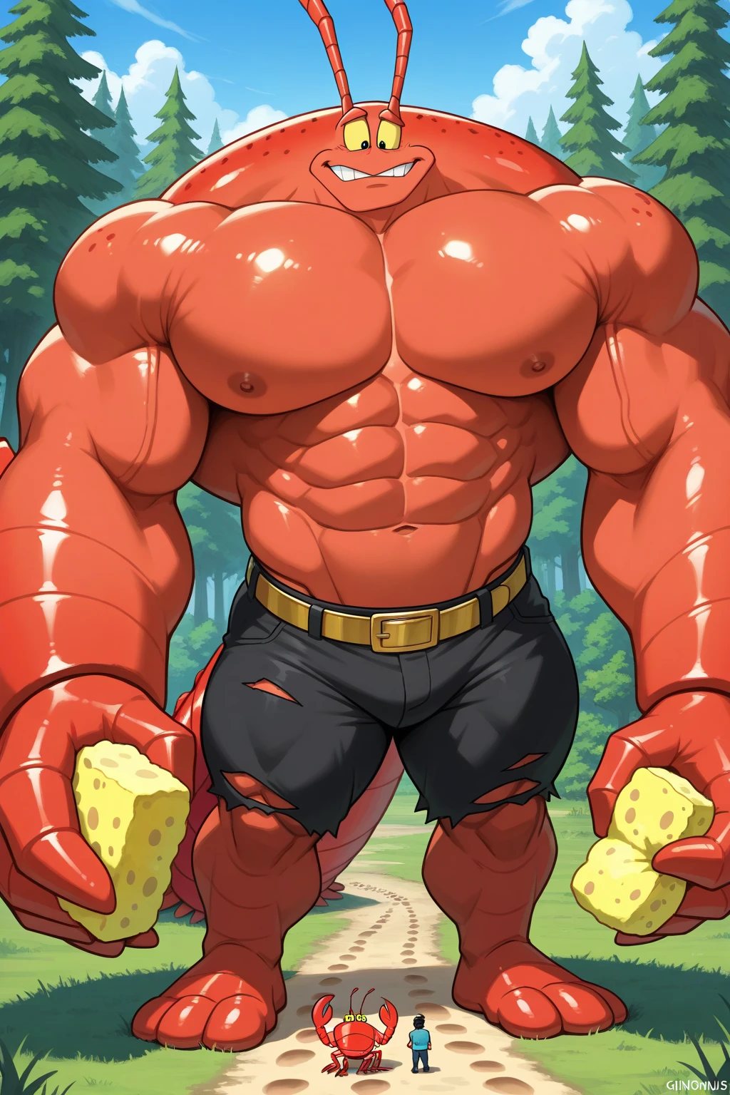NJ5furry, Dragon, solitary,Beast field,chubby, Thick arms,Strong muscles,shorts,Plush,Chubby face,Black eyebrows,Sky blue eyes,beard,smirk:1.1,lying back on the grass,on stomach, daddy, (from below:1.1),Lie down,(shirt says "Daddy",shorts),Sunlight , stinky feet ,(sweat),by zixiong, Takemoto Arashi
