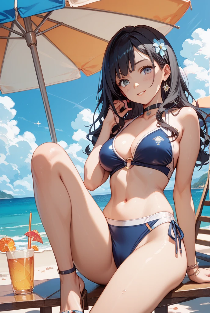She was an attractive Japan college girl who loved the ocean。She had long, wavy black hair that fluttered in the wind.、Had deep, narrow eyes that sparkled like the sea。Her face is graceful and friendly、There was a delicate nose and plump lips。Her skin is smooth and radiant,、My cheeks were slightly red.。Her body is smooth and graceful.、Had natural curves and balance。She wore a white one-piece swimsuit。The swimsuit is made of cotton.、It felt soft and comfortable。The swimsuit has a halter neck that shows the shoulders and、With Roebuck showing his back、There were frills that added femininity。She wore a straw hat with a blue ribbon on it.、A cool and sparkling intelligence-enhancing bracelet made of glass of the same color as the eyes, and、A necklace made of shellfish that shows a love for the smooth and natural sea.、She also、I was wearing sturdy and durable casual and relaxed sandals made of leather.。

She was sitting on a wooden bench on the pier of a seaside town。The pier was surrounded by boats, fishing nets and seagulls。The sea is calm and blue、The horizon was clear and endless。The sky is clear and bright、The clouds were fluffy and white。The background has depth and perspective.、It looked realistic and three-dimensional。(quality: 2) (picture quality: 2) (detail: 2) (masutepiece: 2) (Official art: 2) (meticulously detailed masterpiece: 2) (realistic in every detail: 2)

She smiled kindly and looked at the camera、Showed a warm and sweet personality。She had a book on her lap。The book has a colorful cover with a picture of a mermaid.、It is made of paper and、It felt new and exciting。She opened the book and read the words softly。The words sounded like a fairy tale。She was holding an ice cream cone in her right hand。The ice cream cone has vanilla ice cream sprinkles on it.、It is made of milk,、It felt cold and creamy。She licked it with her tongue。It felt cute and playful。Although her eyes were expressive and charming,、At the same time, pure、Calm the viewer、There was also a s