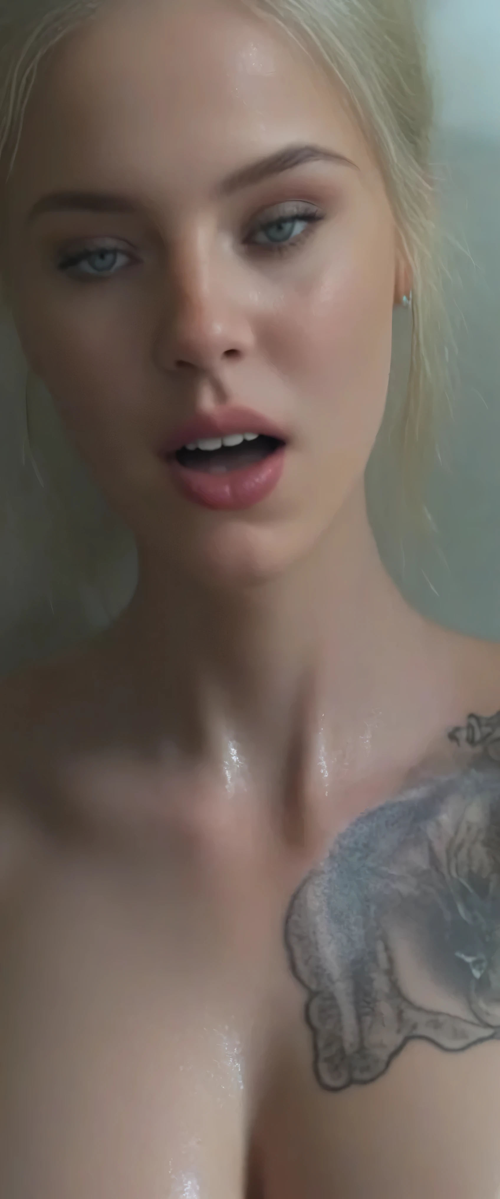 very beautiful cute girl, (masterpiece:1.3), (8k, photorealistic, RAW photo, best quality:1.4), Sharp focus:1.2, A beautiful woman with perfect body:1.4, Slim abdomen:1.2, ((Layered haircut)), (((Huge breasts :1.6))), (((bare ass))),(shaved pubic hair), (wearing a white transparent extreme micro bikini,), Highly detailed face and skin texture, Detailed eyes, realistic eyes, beautiful detailed eyes, (realistic skin), attractive, ultra high res, ultra realistic, highly detailed, golden ratio, (detaled face:1.2), looking at viewer, smile, full body shot, (no bra), (((()))), (((knee-bending leg sitting))), (beautiful blue eyes, gorgeous pale pink curly hair, white skin, slim abdomen,  perfect slim figure), (her crotch is wet), ((she is wet)), ((Kneeling in the department store and serving customers)), ((from high angle shot)), (tongue out and mouth open:1.2), (eyes looked up:1.3), (her face and breasts are wet),