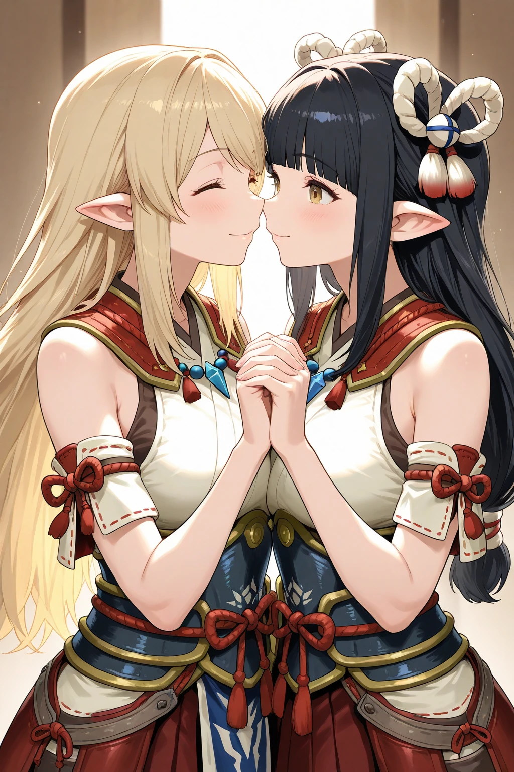 A clergy couple, embrace, she is busty, He os red, kissing in the lips