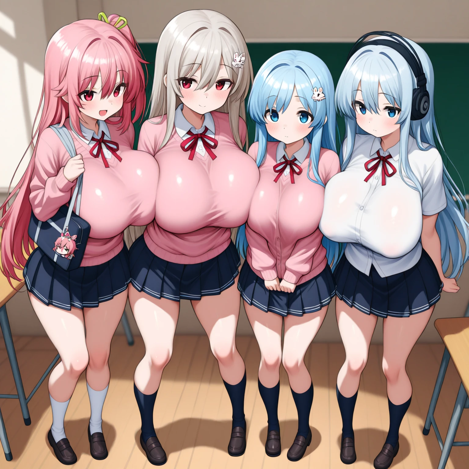 (nsfw), (curvy, Slender), symmetrical_docking, 4girls, 1girl, Izumi Sagiri, eromanga sensei_1girl, Senju Muramasa, eromanga sensei_1girl, yamada elf, eromanga sensei, docking, (beautiful details eyes, tareme), (bent over), (((long breasts))), (Naked Towel, (see-through Naked Towel, 粘着性のあるNaked Towel)) , black thigh highs, Highest quality, Super detailed, masterpiece, Ultra-high resolution, 8k,