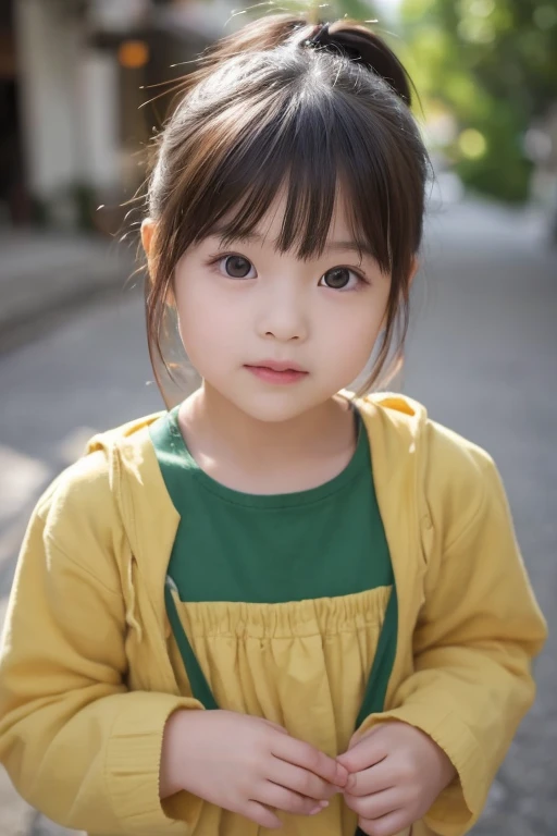 A little girl of 6 years old,Mixed Chinese and American races,Highest image quality,Flat background,White background,