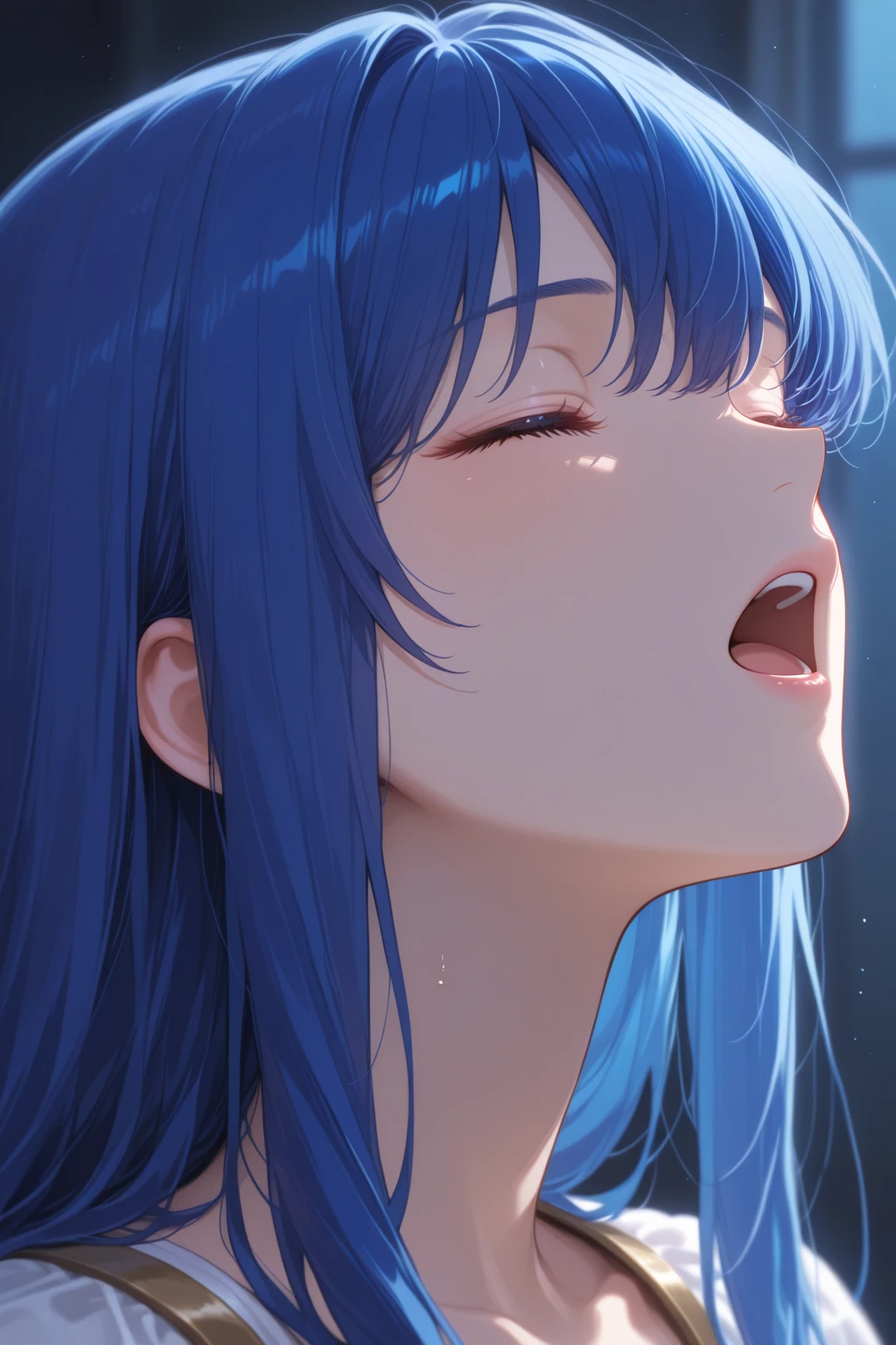 Female Combatant、Blue haired Japanese girl、Close-up of a girl in a blue leotard、Blue glossy leotard、Blue knee-high boots、Yellow Globe、Saiyan Girl, wonderful, Nano Girl, Female body type, Inspired by Hiromu Arakawa, Anime Manga Robot!! Anime Girls, Fubuki, Full Body Suit, by Hiromu Arakawa、wonderful, silk, Beautiful and attractive anime teen, Anime Girls of the future, tears,Drooling,Pee,Sweat,Tongue out,incontinence,Peeing,Mouth open and tongue out,Estrus,Eyes wide open,Estrus,Blushing,Nipples are erect,Face is hot,Lust、Mouth wide open and tongue sticking out、incontinence、Crying face、Drooling、Red lips、Red tongue、Red tongueを大きく突き出している
