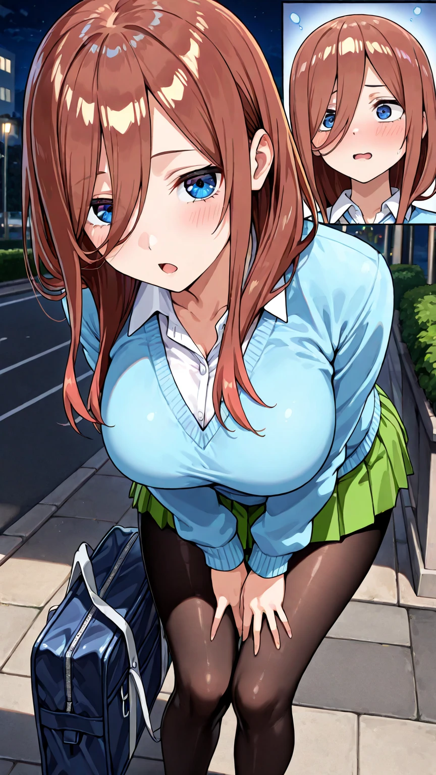 pieces fly、masterpiece、highest quality、Super detailed、High resolution、High resolution、8K portrait、Unity 8k壁紙のHigh resolutionCG、unity 8k wallpaper、cute:1.5、Highly detailed CG unity 8k wallpaper、realistic、real person、cute、 portrait photography、shiny skin、High resolution、Brown-haired semi-long hair、(16 years old:1.2)、(1 girl)、(city road:1.6)、(school uniform:1.3),perfect face, seriously, (blush:1.5),(((clothing lift:1.5))),((I have nipples:1.5)) (midium breasts:0.8),((Orgasm in the vagina:1.5)),(headphones on neck),(sexy pose: 1.5))