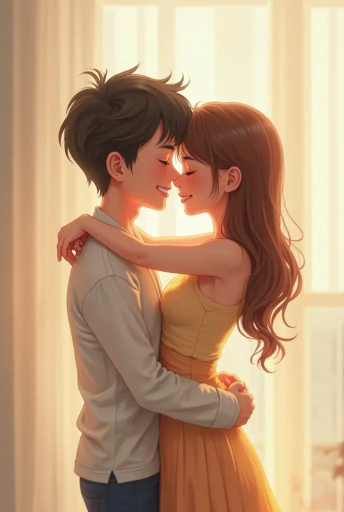 Cute boy couple with the characteristics below:
One is white, light brown hair and the other is brown, thinning hair, almost bald.