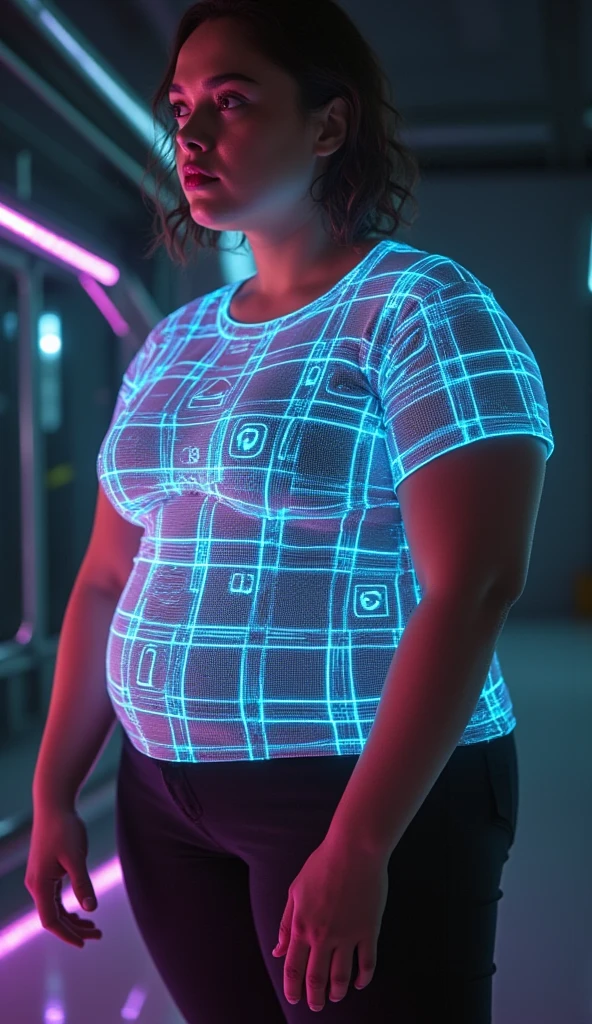 A stunning profile portrait of Neo, holding Trinity from the Matrix, she is pregnant, holding her belly, young and beautiful, hyper realistic, real portrait, backlit, exquisite features, cleavage, sexy, seductive, natural light, soft light, romantic, neo 2 people: neo and trinity, (((she has short slicked back hair))), green matrix code in her belly, must have neo, Keanu reeves is holding trinity