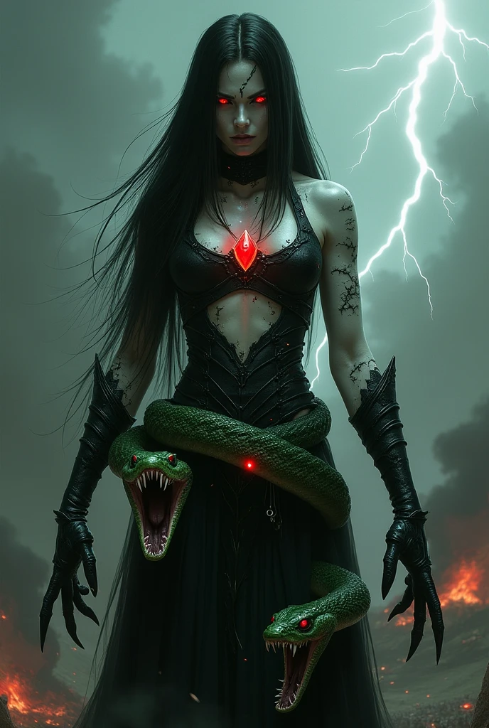 (papel de parede 8k extremamente detalhado), An average photo of a necromancer reptilian woman, intrincado, alto detalhe, Dramatic