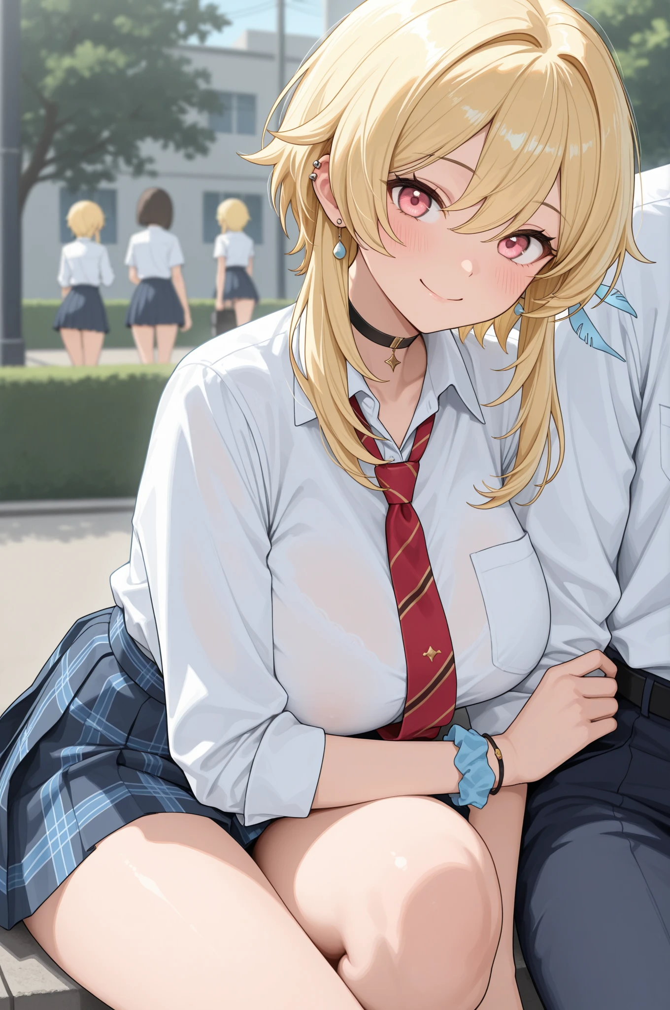 chibi, size diference, (loli, adult male:1.4), garden, park, (playground equipment, swing), nsfw, Soft and dreamy light, Pale white light, Transparent, 1 female, ((Blonde:1.3), Pixie Cut, Fishtail, Her hair is tied with a red ribbon), Face in perfect detail, Perfectly detailed by hand, (Green Eyes), Parted bangs, Charm,Beauty, Long eyelashes, masterpiece, Absurd, Highest quality ,Intricate details , (Shiny skin, Shiny body, Shiny Hair), (medium breast:1.2), show off nipple, lift skirt, show off pussy, embarrassed, tomboy, blush, looking at view, (1male, 30 years old, Black-haired man:1.3), lace white shirt, (lying back down, on garden:1.2), looking down, looking away, open mouth, (pussy juice:1.2), spoken heart, breast sucking, upper body shot, breast sucking, (a girl and a man having sex:1.1), missionary position, Man wearing shirt, tall guy, grab breasts