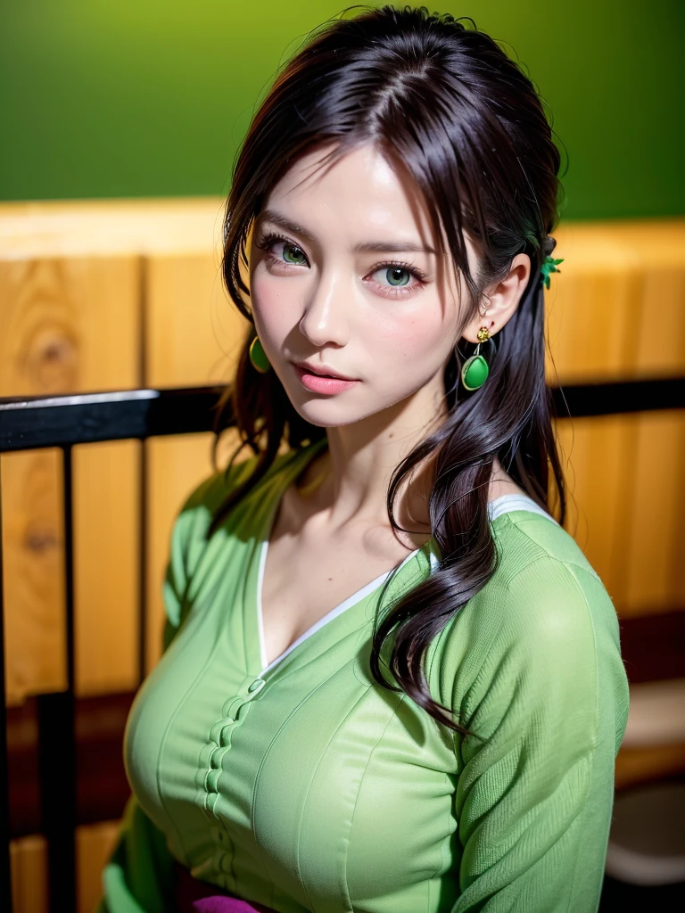 Exposed nipples、Fighter in the background、Air Force Pilot、Conversation with maintenance personnel inside the hangar、Fighters、dark green flight suit、High exposure、Photorealistic images of solo idols, Morning Musume inspired by Eri Kamei, Radiates charm and beauty with plenty of bust and subtle exposure of cleavage. The image is、Must reflect a real person of the highest quality, Powered by Ultra-HD (16 K) resolution, crisp detail, Vivid colors, Dynamic Range, Soft bokeh, Fine texture, Realistic realism, Pin Sharp Focus. 、The camera setup is、Nikon D850 and NIKKOR Z 58mm Boobs Boobs Boobs Boobs F。/0.95 S Noct lens, The setting must be ISO ??, F/0.95, Shutter speed is 1/60. --ar 16:9 - V5.1 --Style raw --Q 2 --S 750
