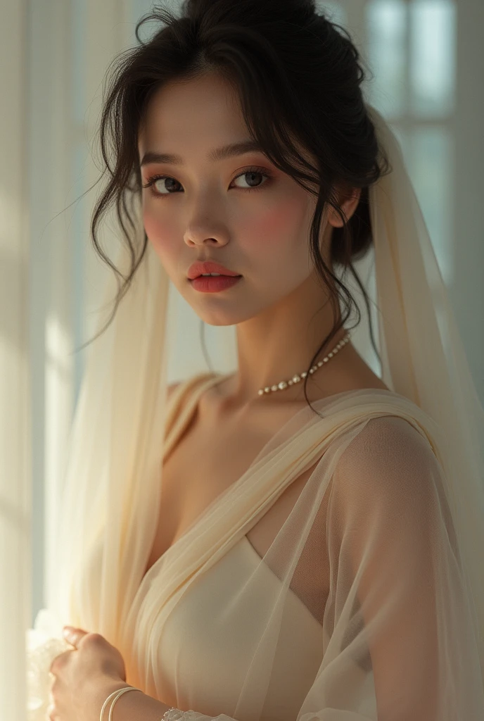Young woman wearing a veil