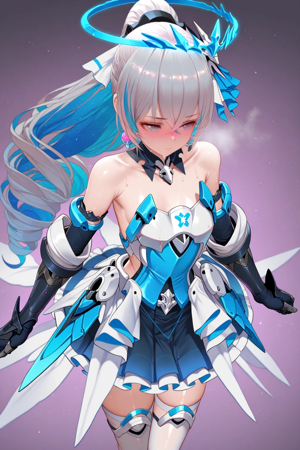 ultra realistic, ultra intricate, ultra detailed, pop Art style {The mech bunny wrapped in ice possesses a futuristic charm. Her mechanical body is covered in cold ice, with mechanical parts peeking through the transparent ice. Her ears are long and shaped like a rabbit’s, with ice crystals sparkling brilliantly. Her movements are smooth, as she lightly hops around on the ice. Her eyes are cold yet gentle, giving a sense of reassurance to those who see her.} . flat color, vivid colors, 2d, bright colors, bold outlines, popular culture themes, ironic or kitsch