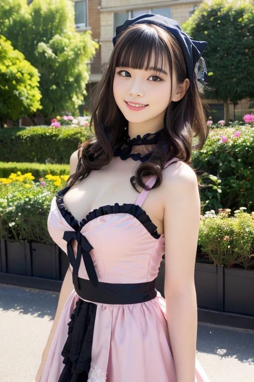 best quality, ultra high res, (photorealistic:1.4), crose up, 1 girl, (ulzzang-6500:1.0), (cute breasts:1.2), (intricate maid crothes:1.0), dark hair, intricate earrings,nude,Smile,Upper body